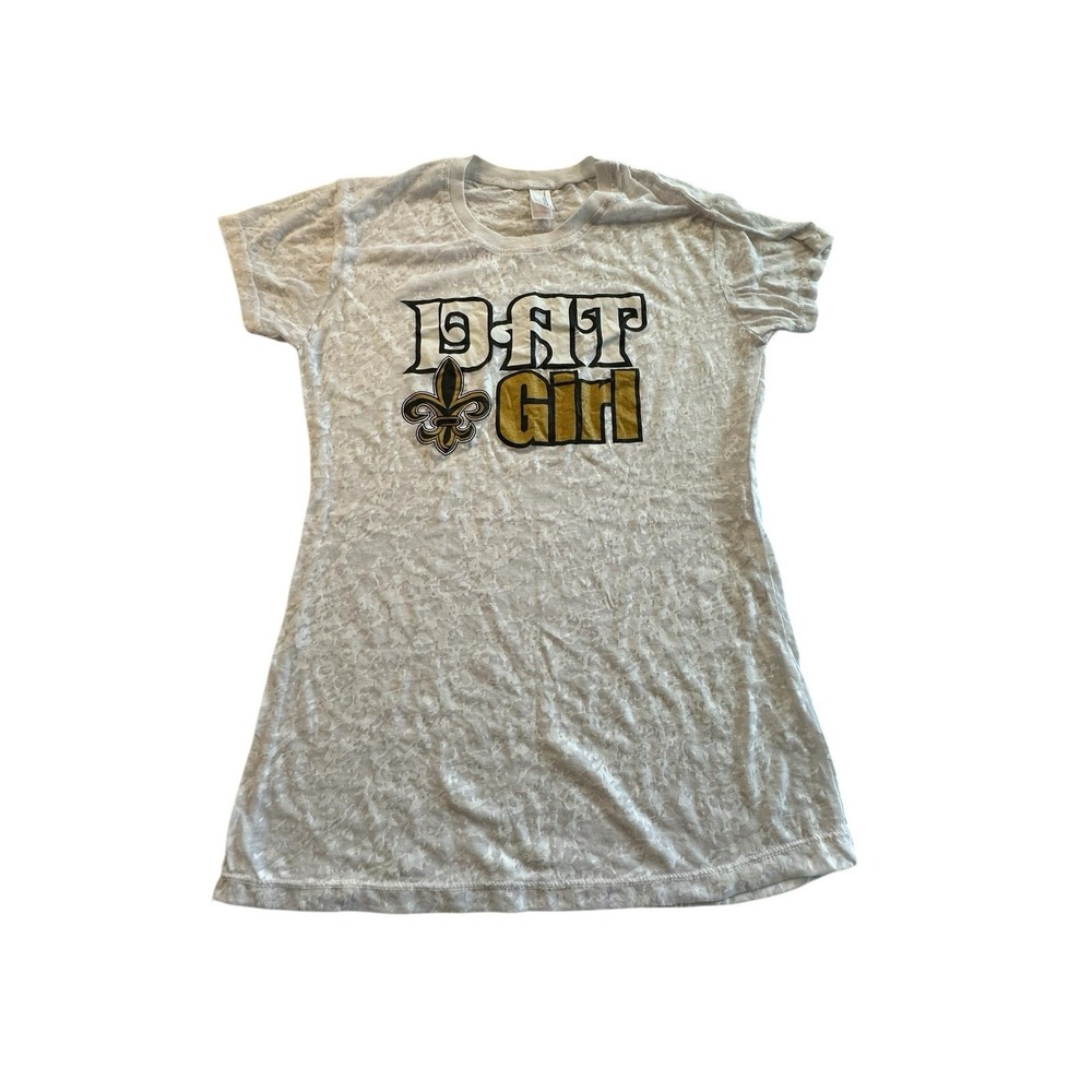 Cotton Heritage Women's New Orleans Saints Dat Girl T-Shirt Size Large Sheer